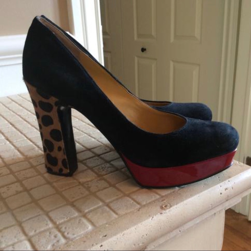Nine West/Y2K Vintage Black Red Suede Platforms Sz 7.5